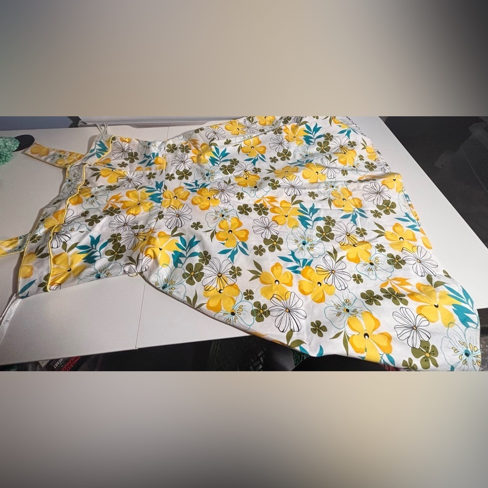 Vintage Jessica Sears Floral Cotton Sundress Yellow Retro A Line Dress 8 - Picture 3 of 8